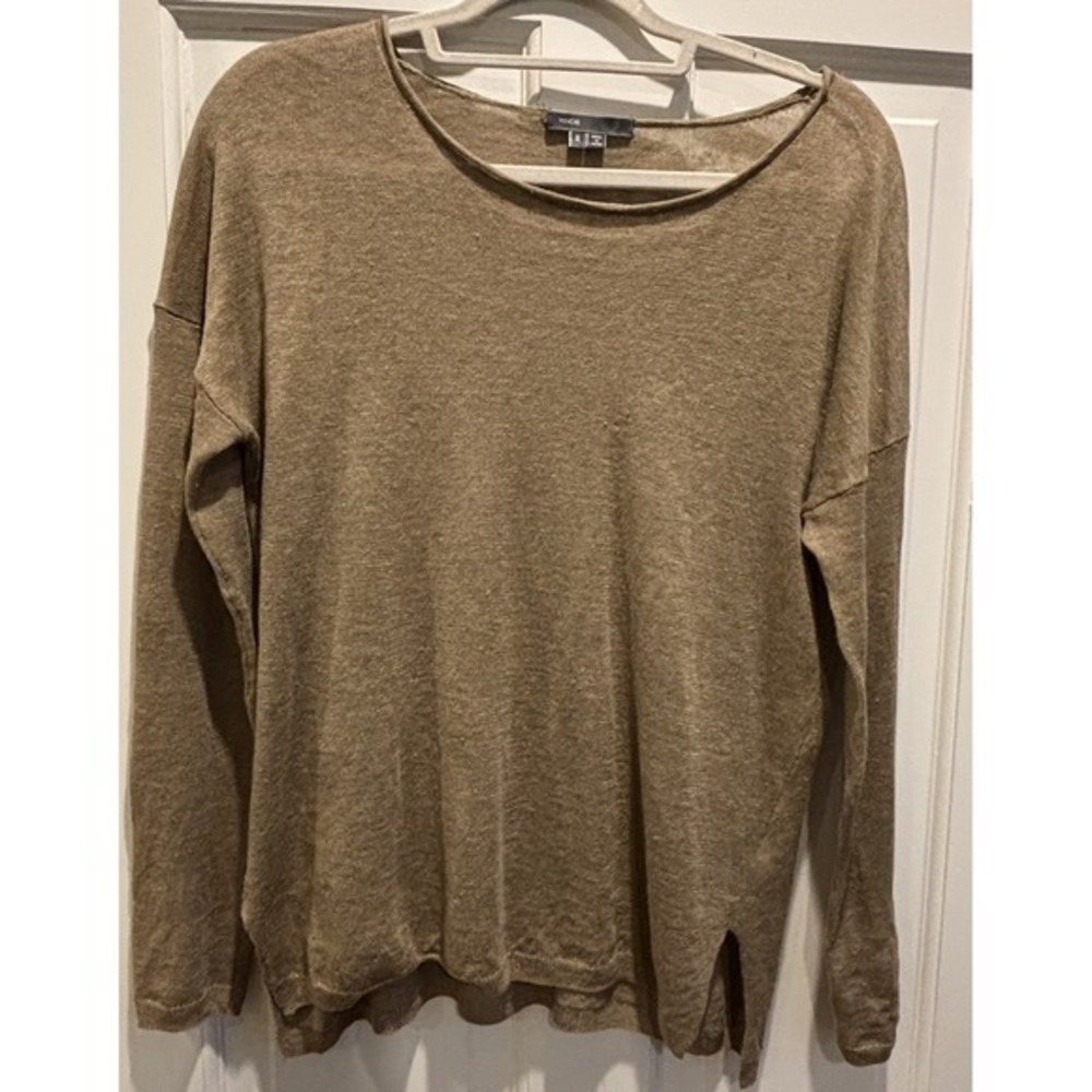 Vince Women's Beige 100% Linen Slouchy Pullover Sweater‎ Size S